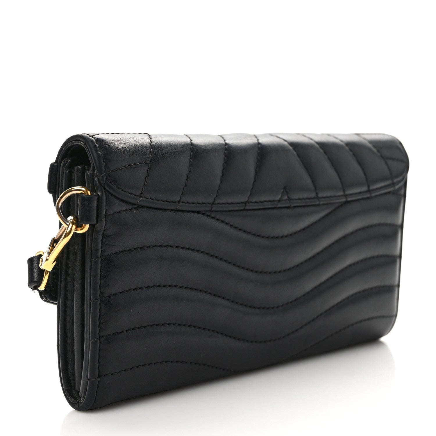 Louis Vuitton Calfskin New Wave Long Wallet Black 2 of 12