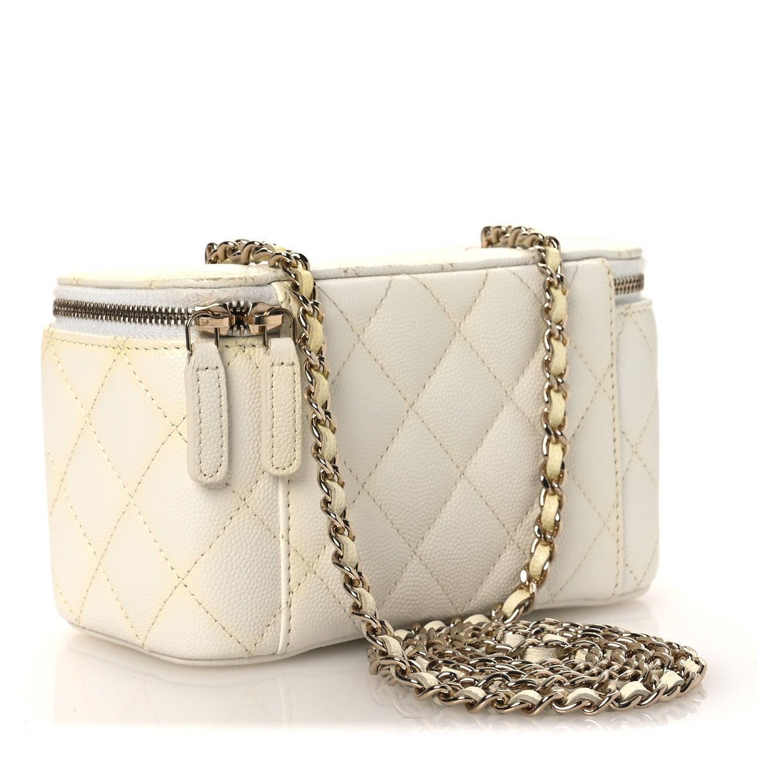 Chanel Caviar Quilted Small Vanity Case With Chain White 3 of 15