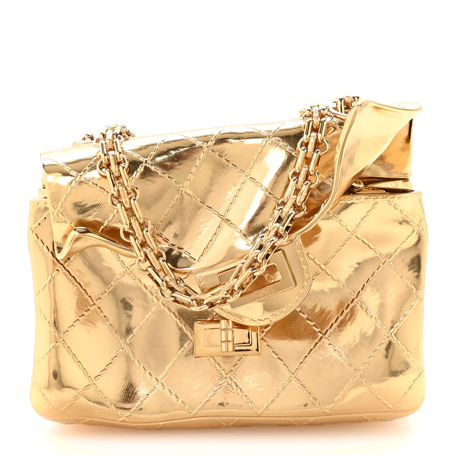 Chanel Metal 2.55 Small Minaudiere Crossbody Gold 2 of 10