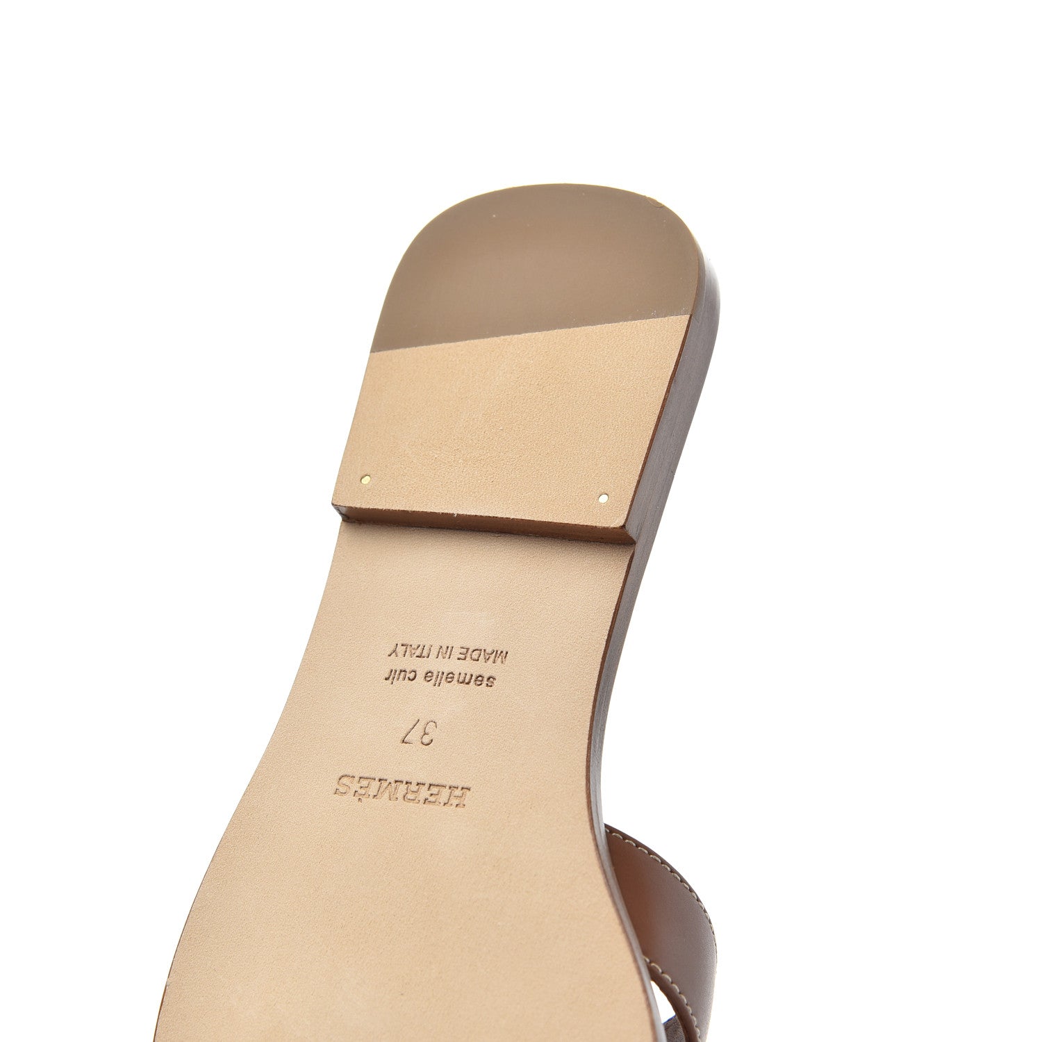 Hermes Box Calfskin Oran Sandals 37 Gold 12 of 16