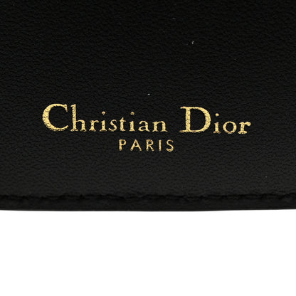 Christian Dior Grained Calfskin Supple Cannage Caro Scarlet Zipped Wallet Black 6 of 9
