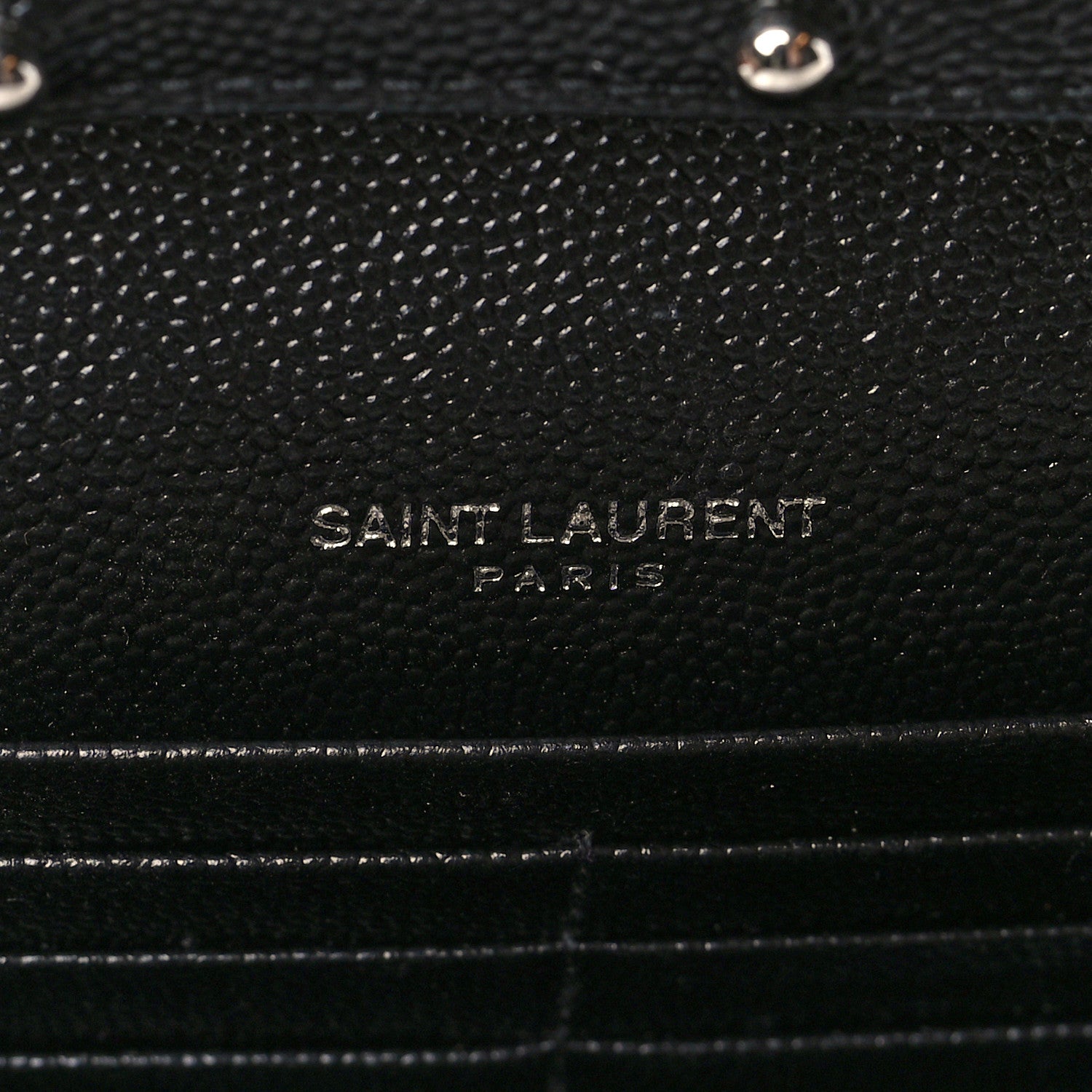 Saint Laurent Grain De Poudre Mixed Matelasse Triquilt Monogram Chain Wallet Black 6 of 9