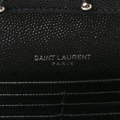 Saint Laurent Grain De Poudre Mixed Matelasse Triquilt Monogram Chain Wallet Black 6 of 9