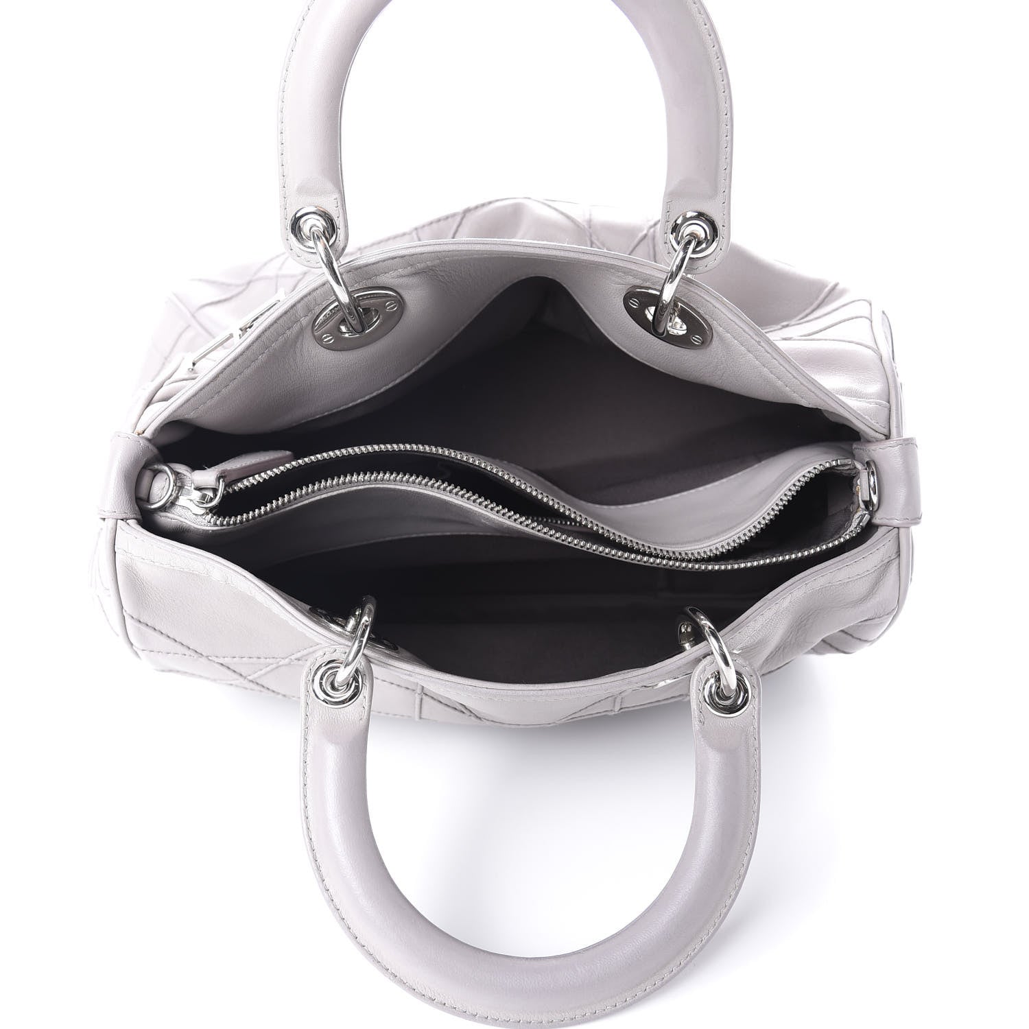 Christian Dior Lambskin Cannage Granville Polochon Grey 5 of 10