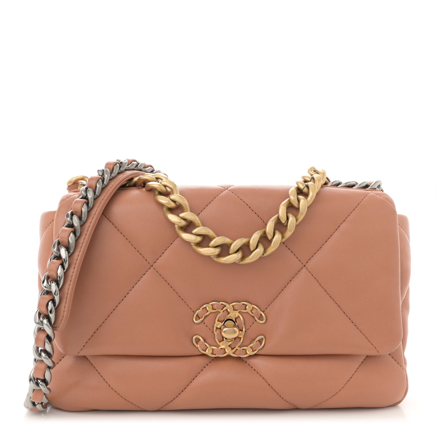 Lambskin Quilted Medium Chanel 19 Flap Brown