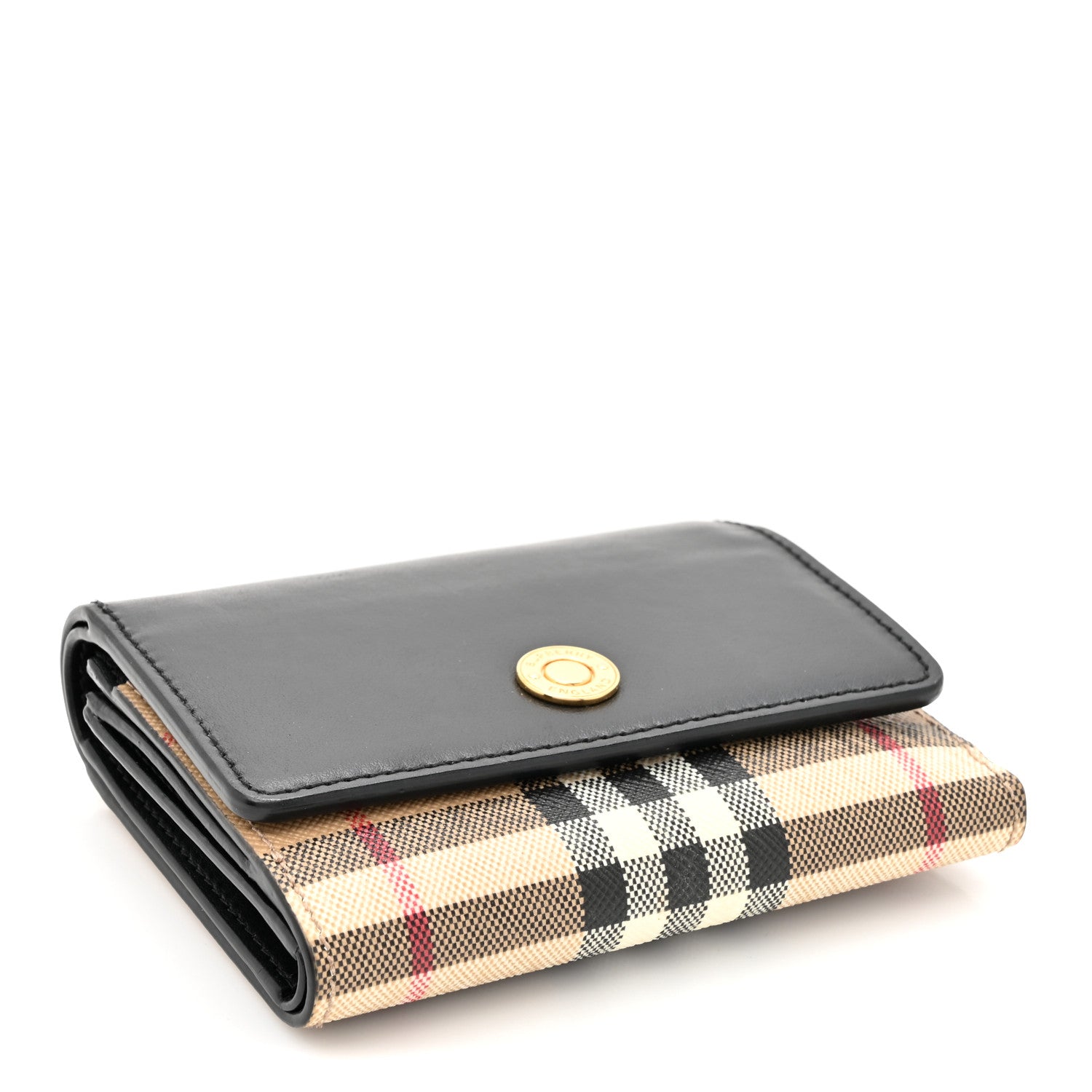 Burberry Grainy Calfskin Vintage Check Small Folding Wallet Archive Beige Black 4 of 8
