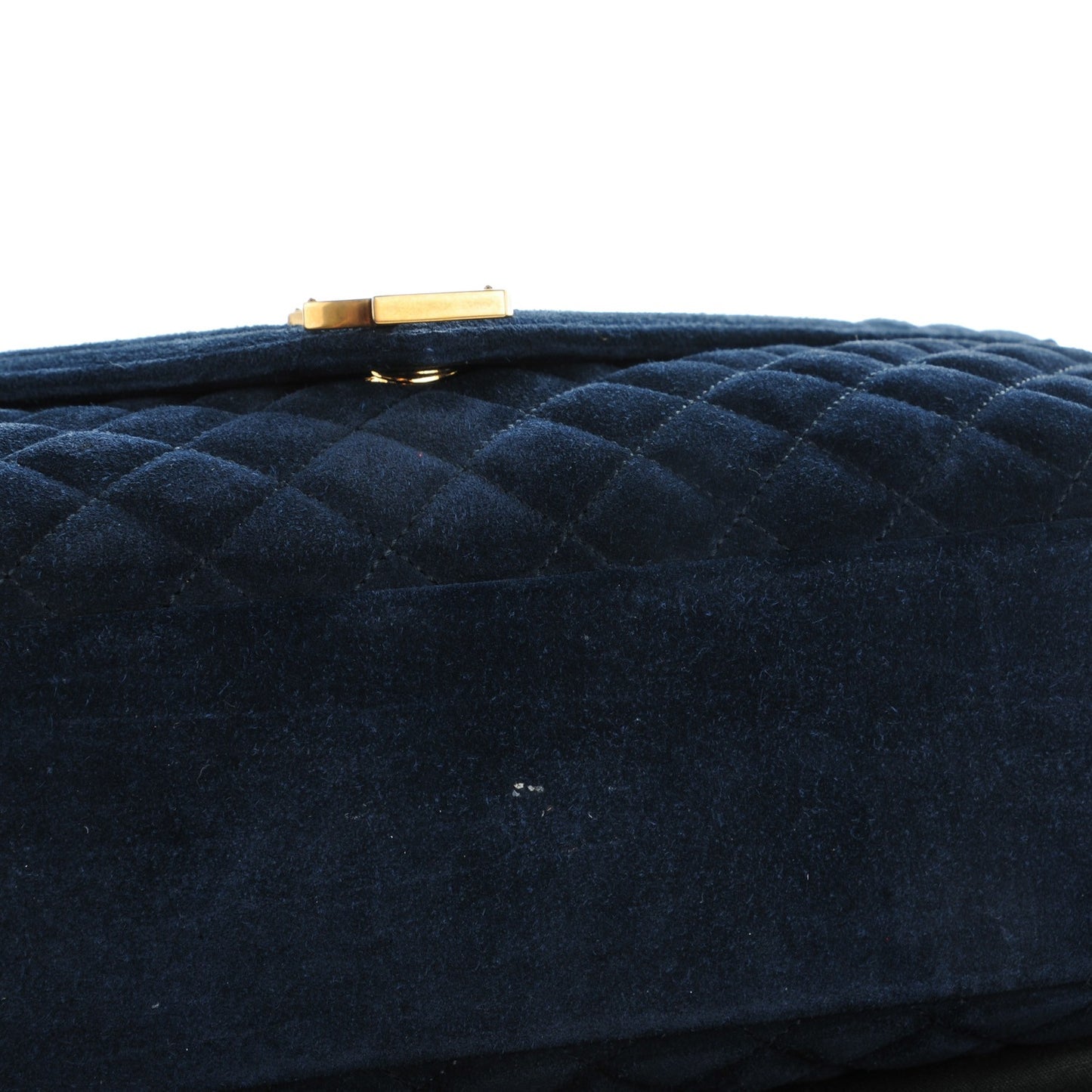 Suede Mixed Matelasse Triquilt Large Monogram Envelope Satchel Navy Blue