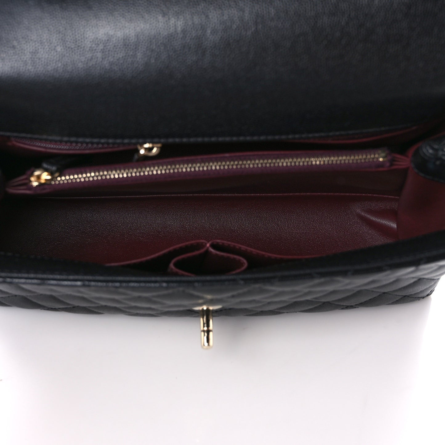 Caviar Quilted Small Coco Handle Flap Black
