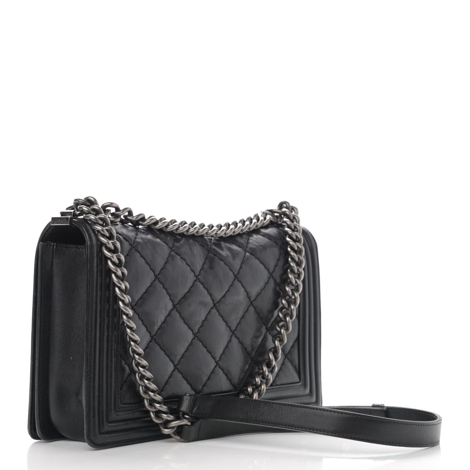 Chanel Calfskin Quilted Double Stitch New Medium Boy Flap Black 3 of 15
