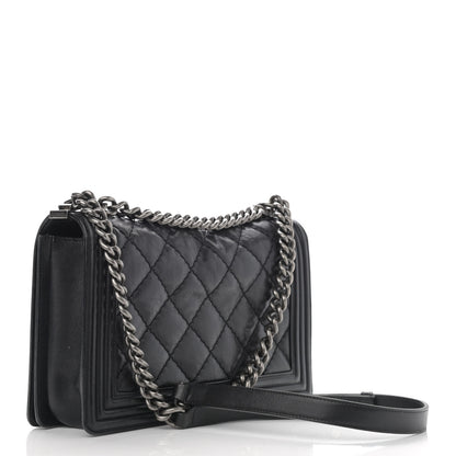 Chanel Calfskin Quilted Double Stitch New Medium Boy Flap Black 3 of 15