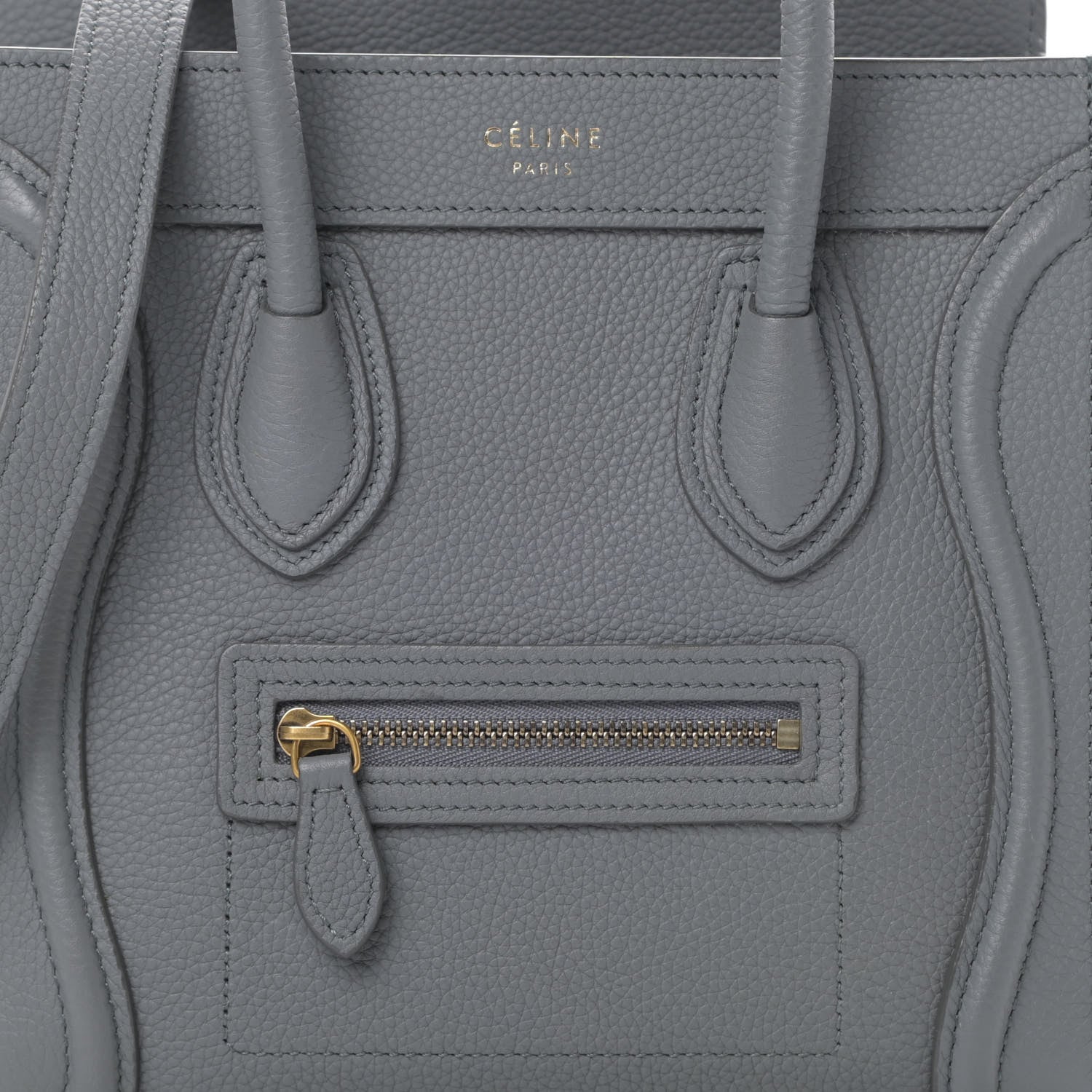 Celine Drummed Calfskin Nano Luggage Kohl 8 of 12