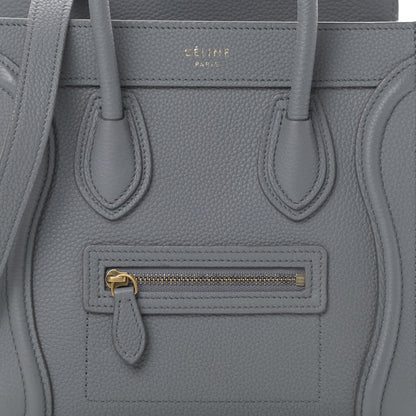 Celine Drummed Calfskin Nano Luggage Kohl 8 of 12