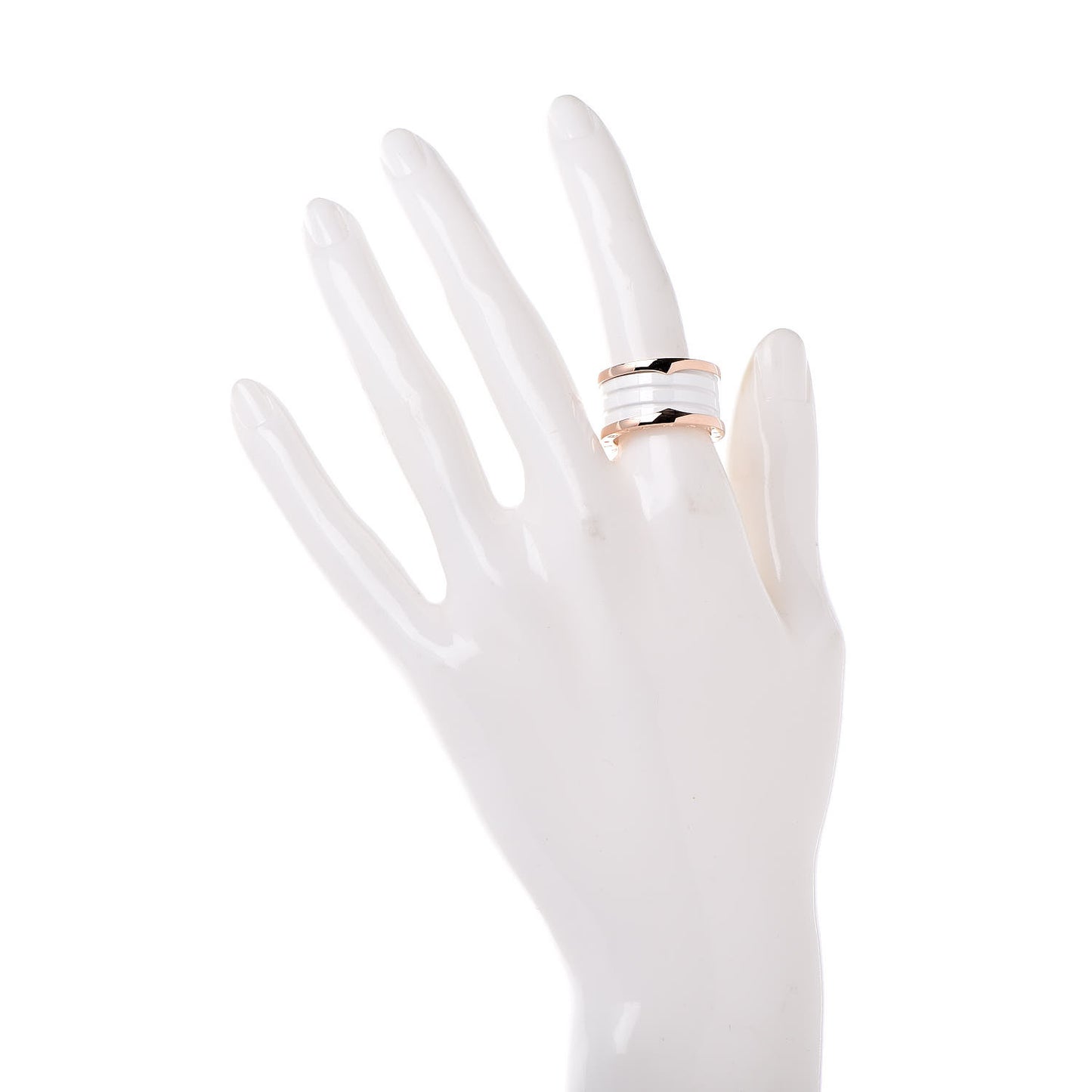 18K Rose Gold White Ceramic B.Zero1 Four-Band Ring 54 6.75