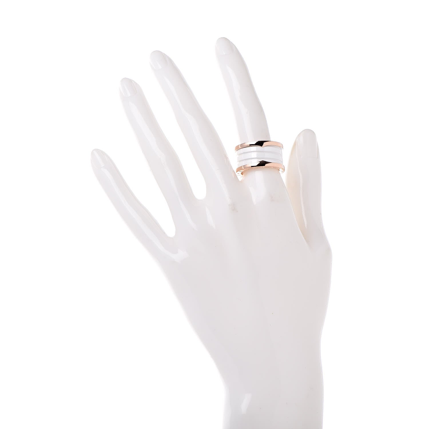 Bulgari 18K Rose Gold White Ceramic B.Zero1 Four-Band Ring 54 6.75 2 of 5