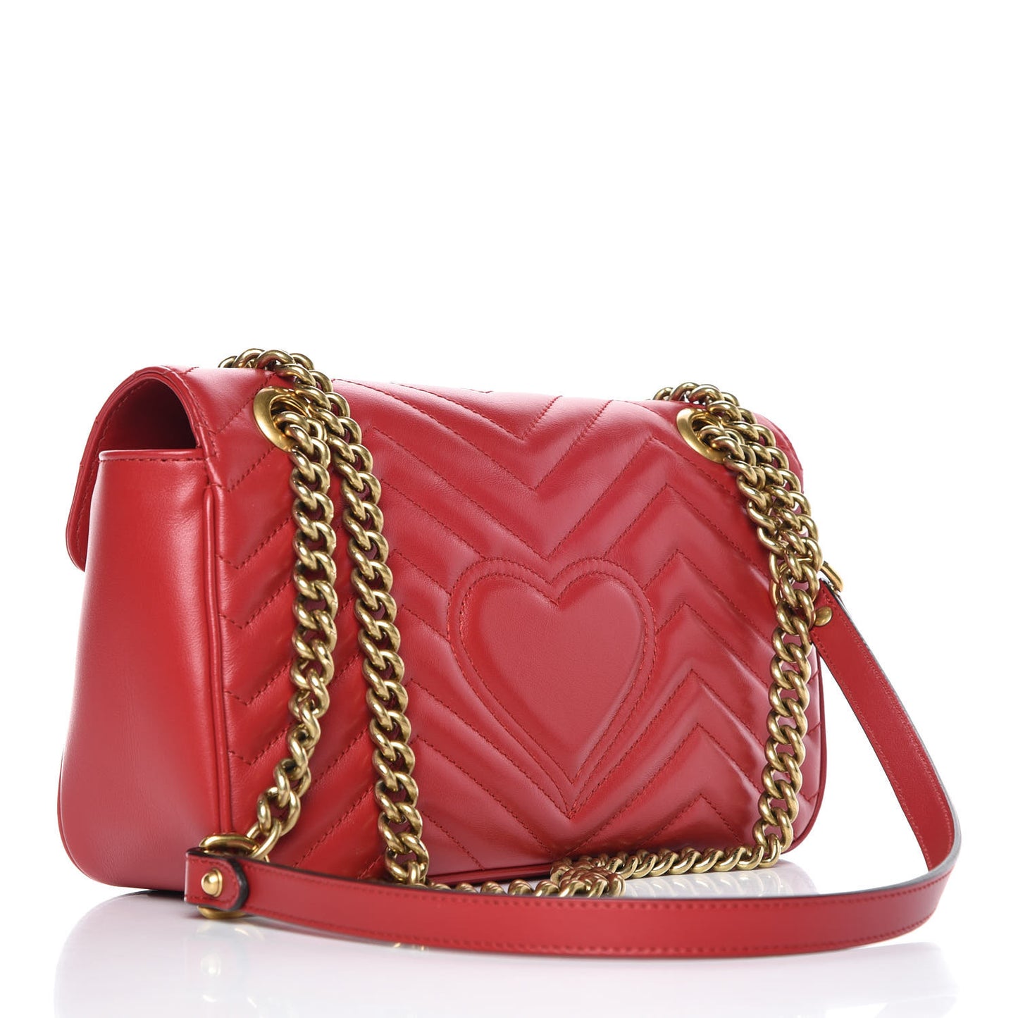Calfskin Matelasse Small GG Marmont Shoulder Bag Hibiscus Red