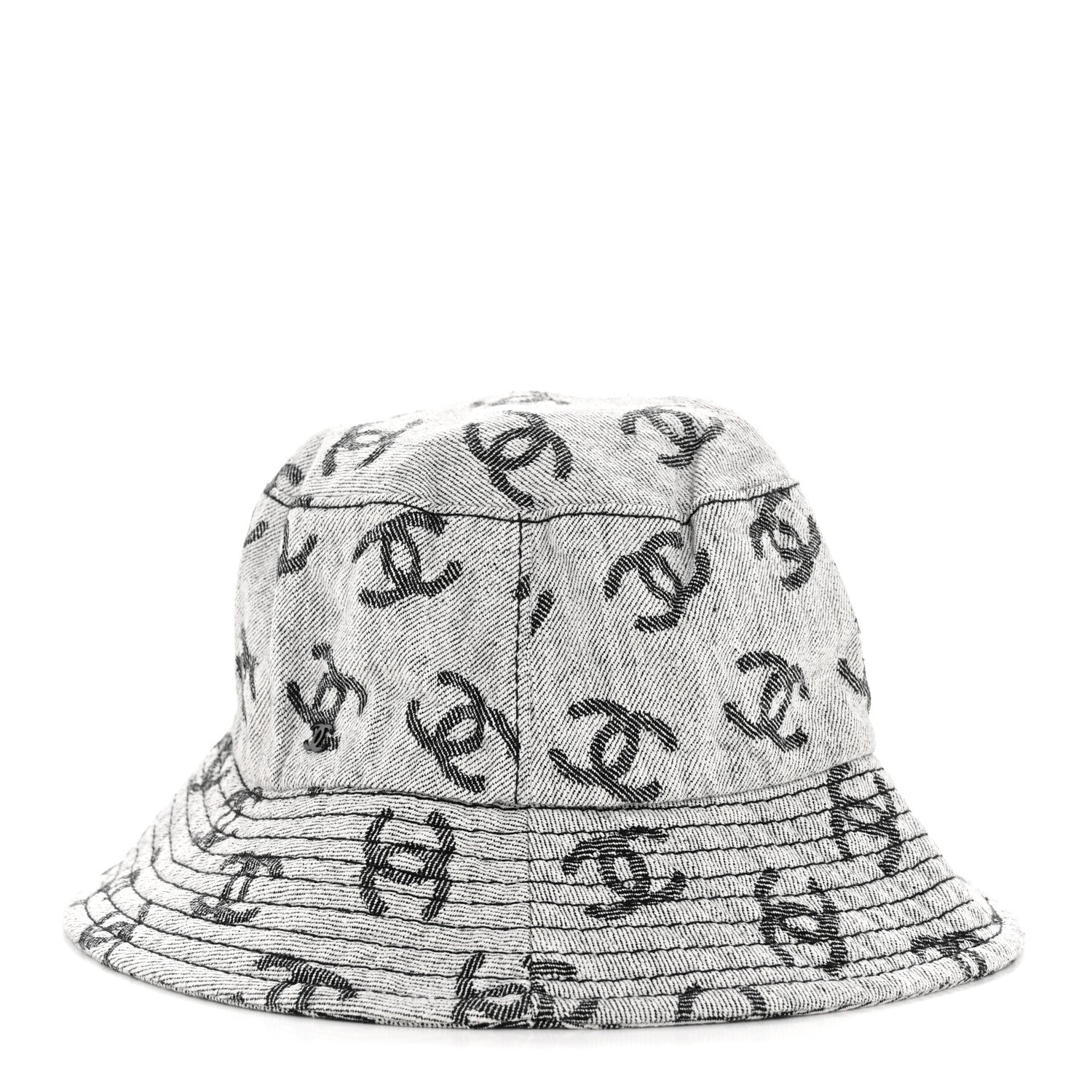 Chanel Denim CC Bucket Hat L White Black 4 of 11