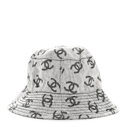 Chanel Denim CC Bucket Hat L White Black 4 of 11
