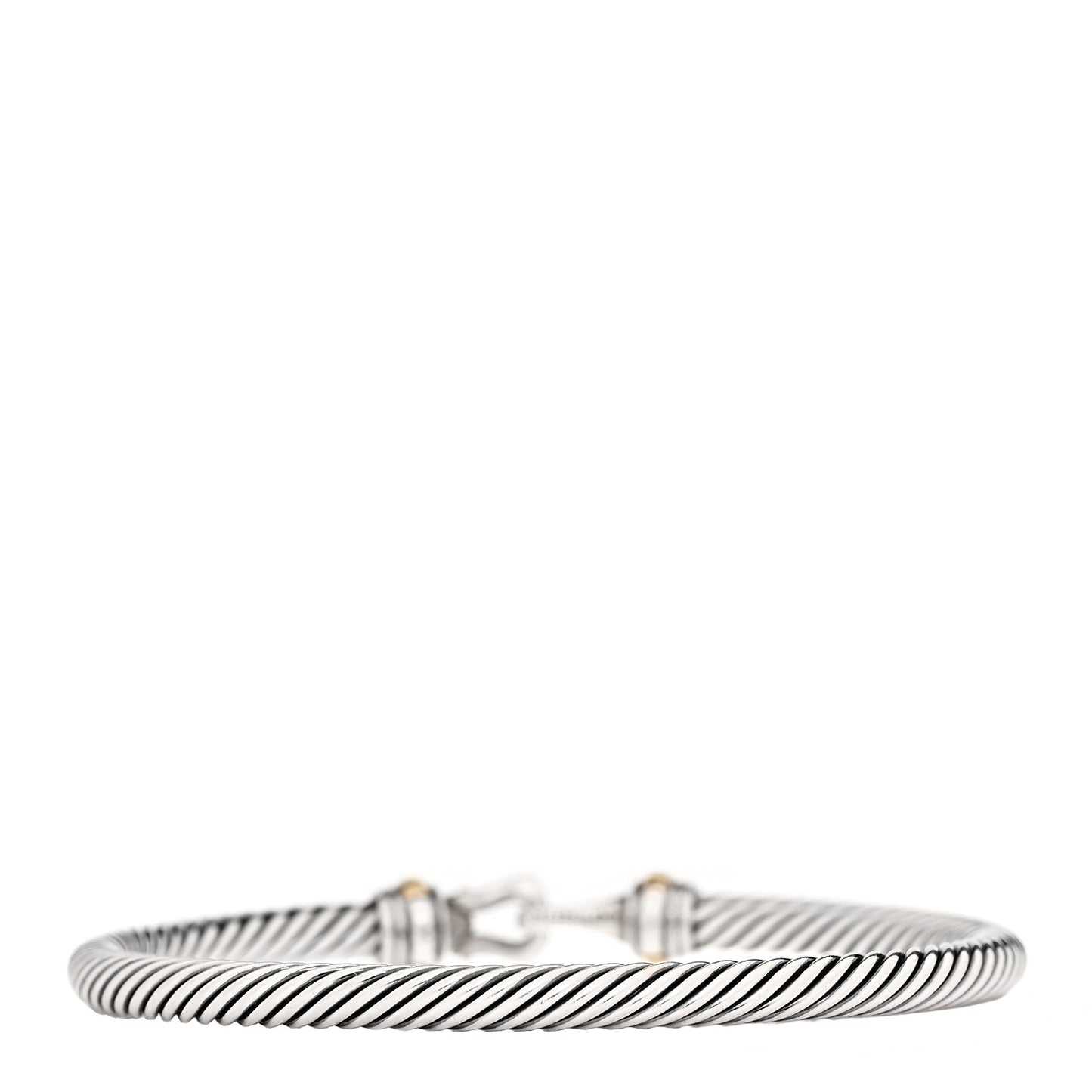 Sterling Silver 18K Yellow Gold 4mm Cable Classic Buckle Bracelet