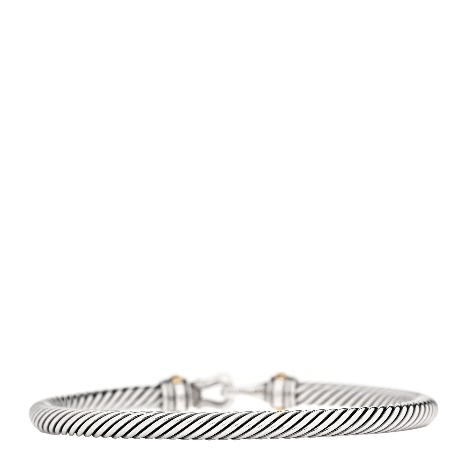 David Yurman Sterling Silver 18K Yellow Gold 4mm Cable Classic Buckle Bracelet 3 of 4