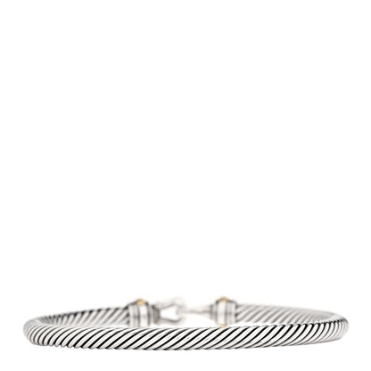David Yurman Sterling Silver 18K Yellow Gold 4mm Cable Classic Buckle Bracelet 3 of 4