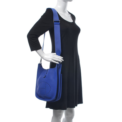 Hermes Taurillon Clemence Evelyne III PM Bleu Electrique 2 of 8