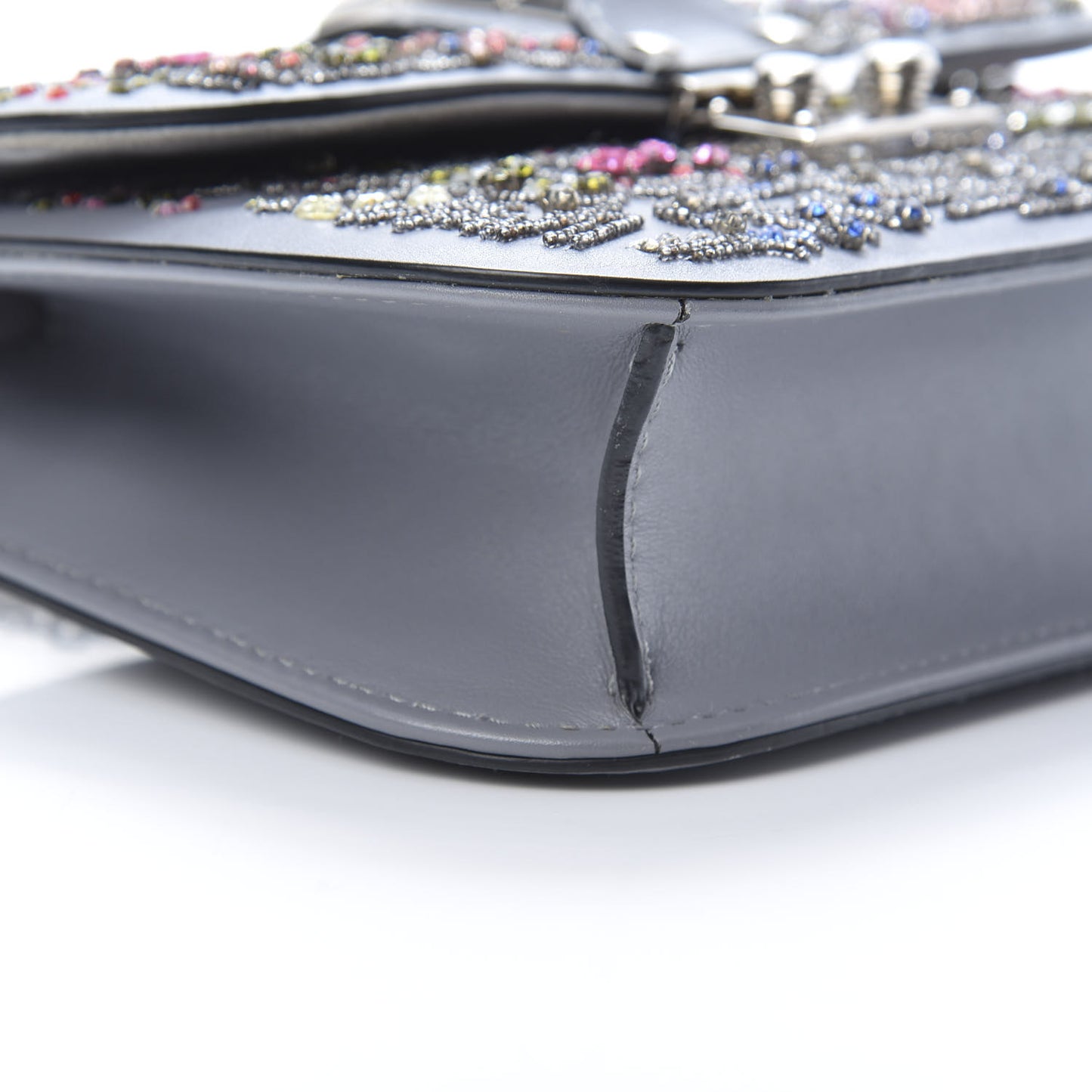 Vitello Crystal Embellished Glam Lock Rockstud Flap Periwinkle