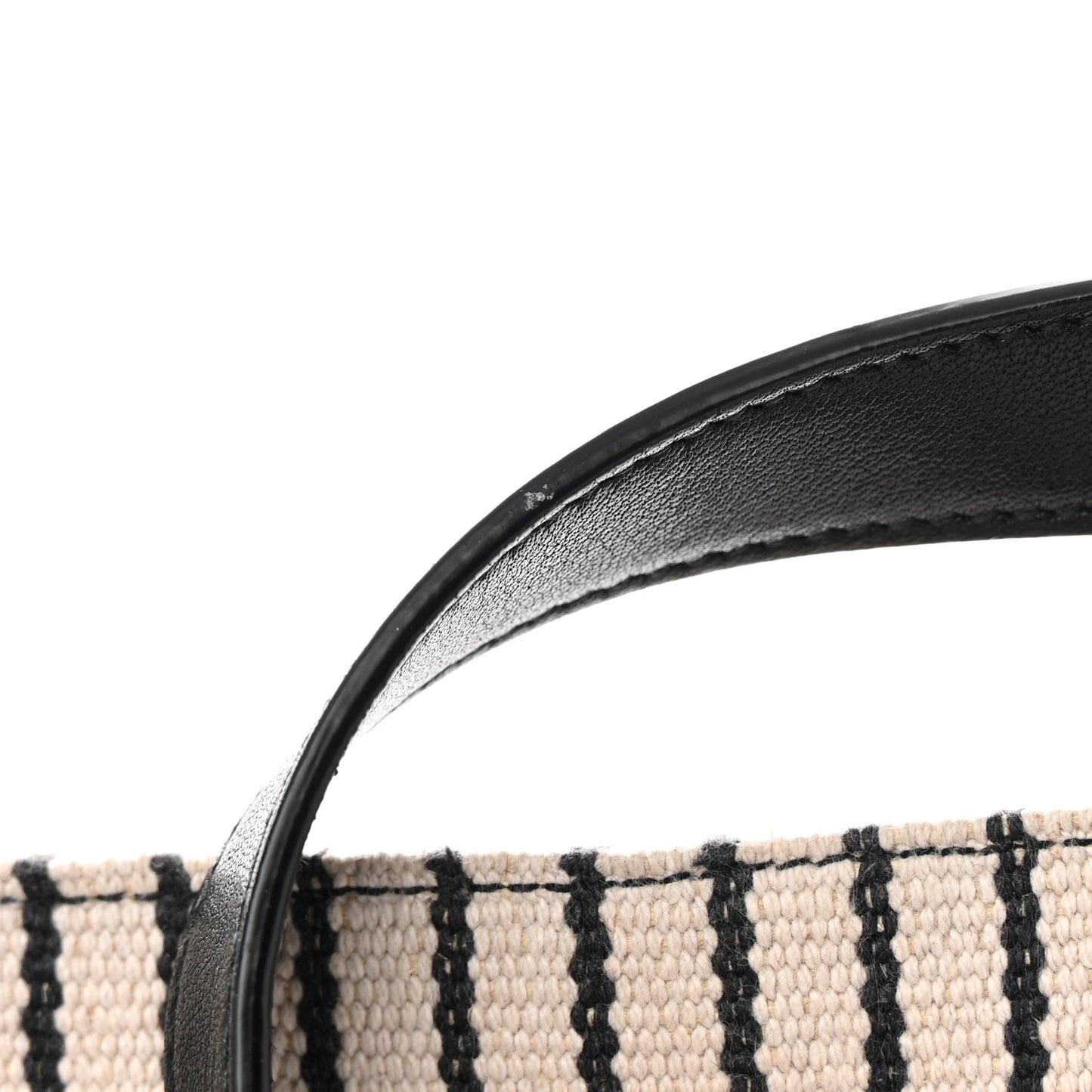 Linen Calfskin Striped Rive Gauche Bucket Bag Grey Cream Black