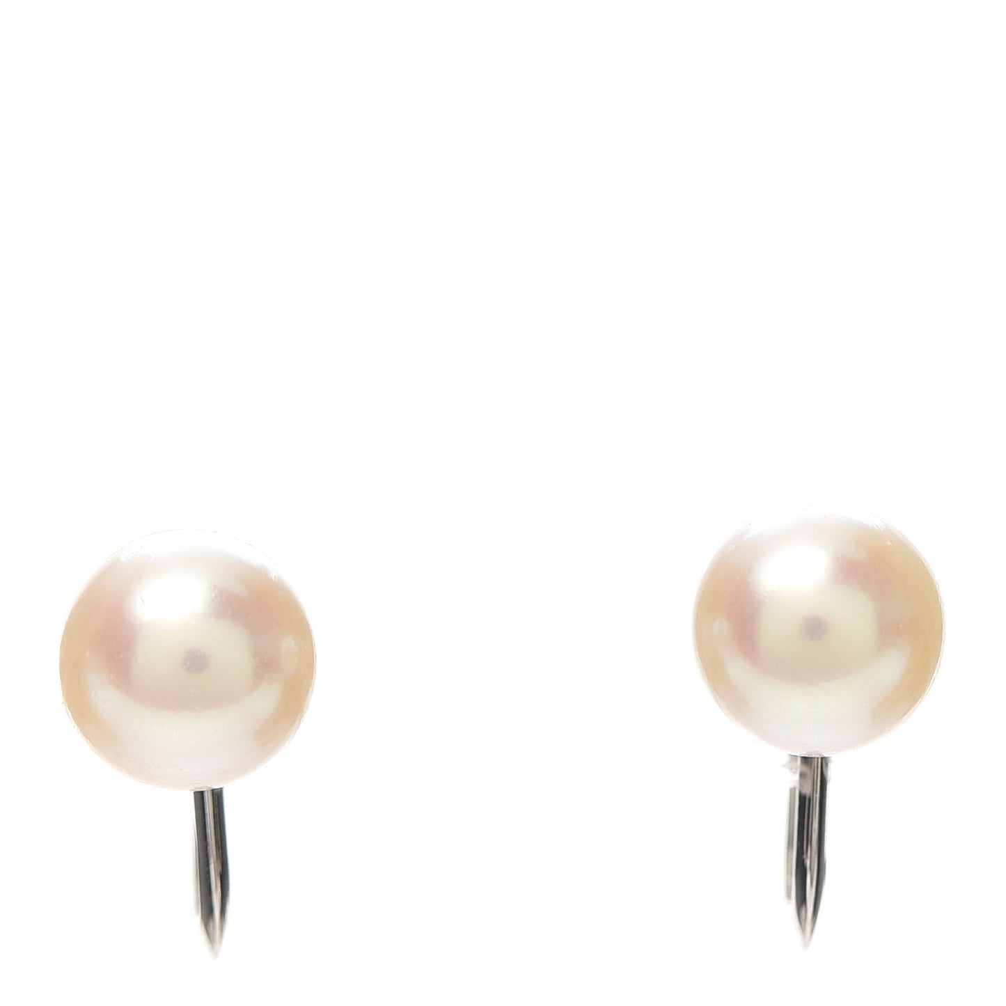 14K White Gold Akoya Pearl 8mm Screw Back Earrings