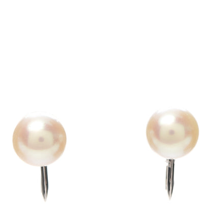 Mikimoto 14K White Gold Akoya Pearl 8mm Screw Back Earrings 1 of 4
