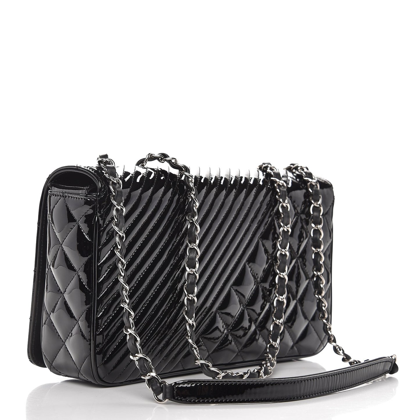 Patent Quilted Medium Coco Boy Flap Black
