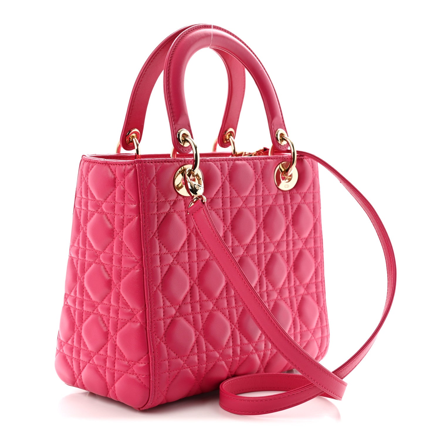 Christian Dior Lambskin Cannage Medium Lady Dior Fuchsia 3 of 11