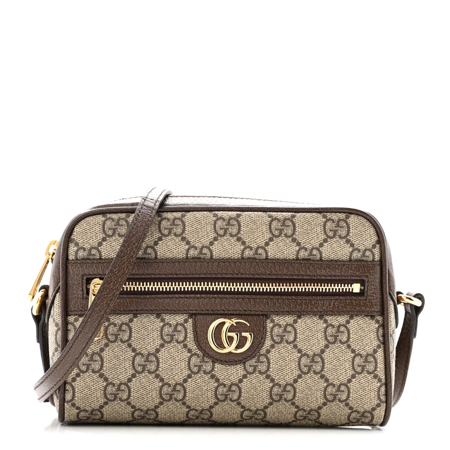 Gucci GG Supreme Monogram Textured Calfskin Super Mini Ophidia Shoulder Bag Beige Ebony New Acero 1 of 12