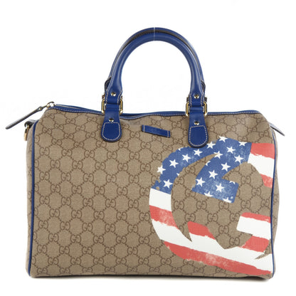 Gucci GG Plus Monogram Medium Boston USA Flag Unicef Duffle Blue 1 of 7