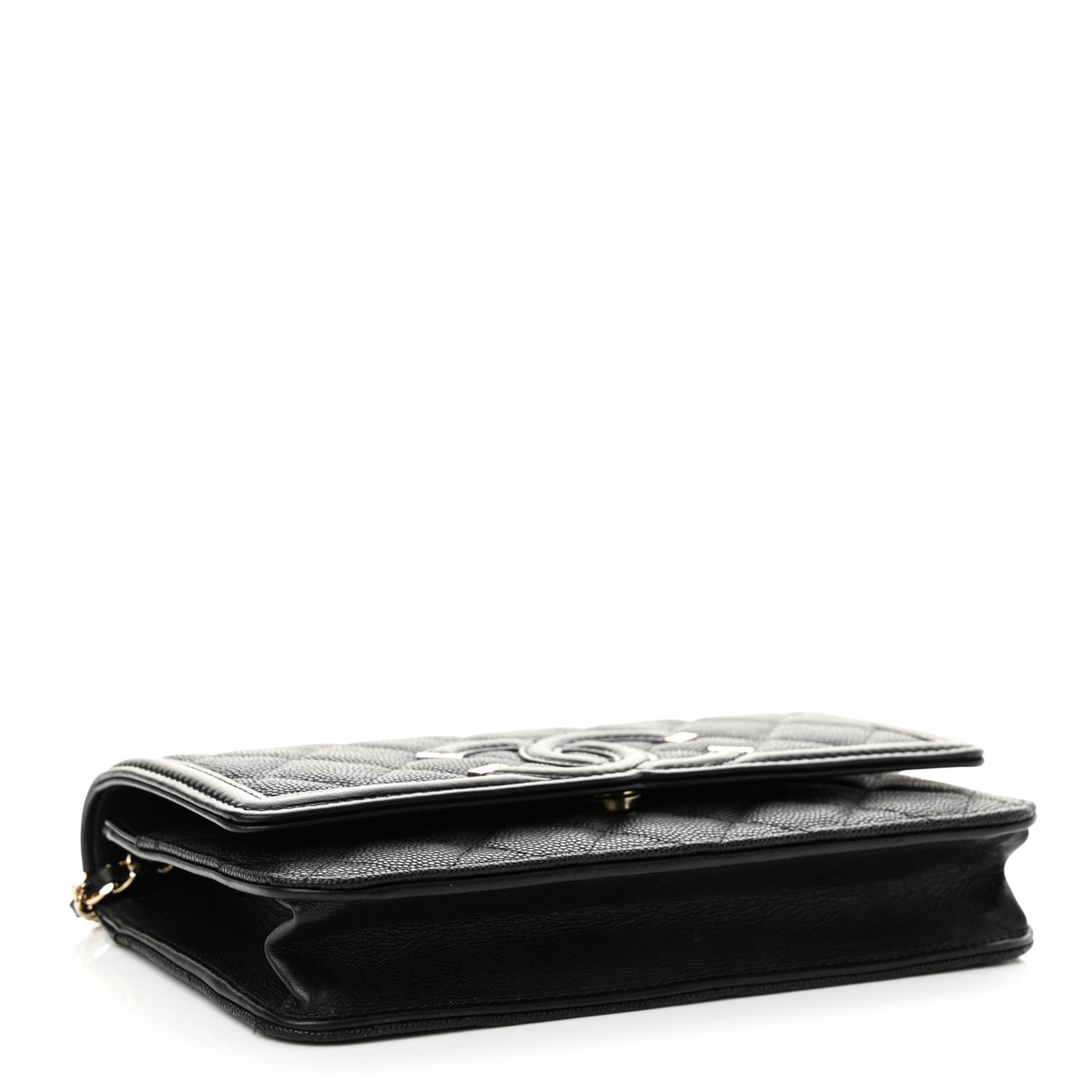 Caviar Quilted CC Filigree Wallet On Chain WOC Black
