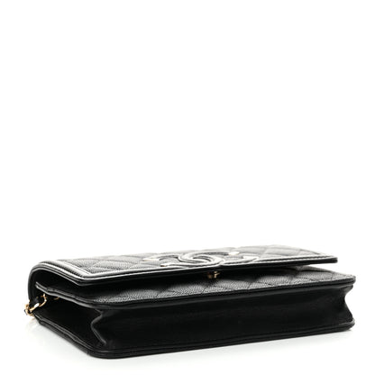 Chanel Caviar Quilted CC Filigree Wallet On Chain WOC Black 4 of 13