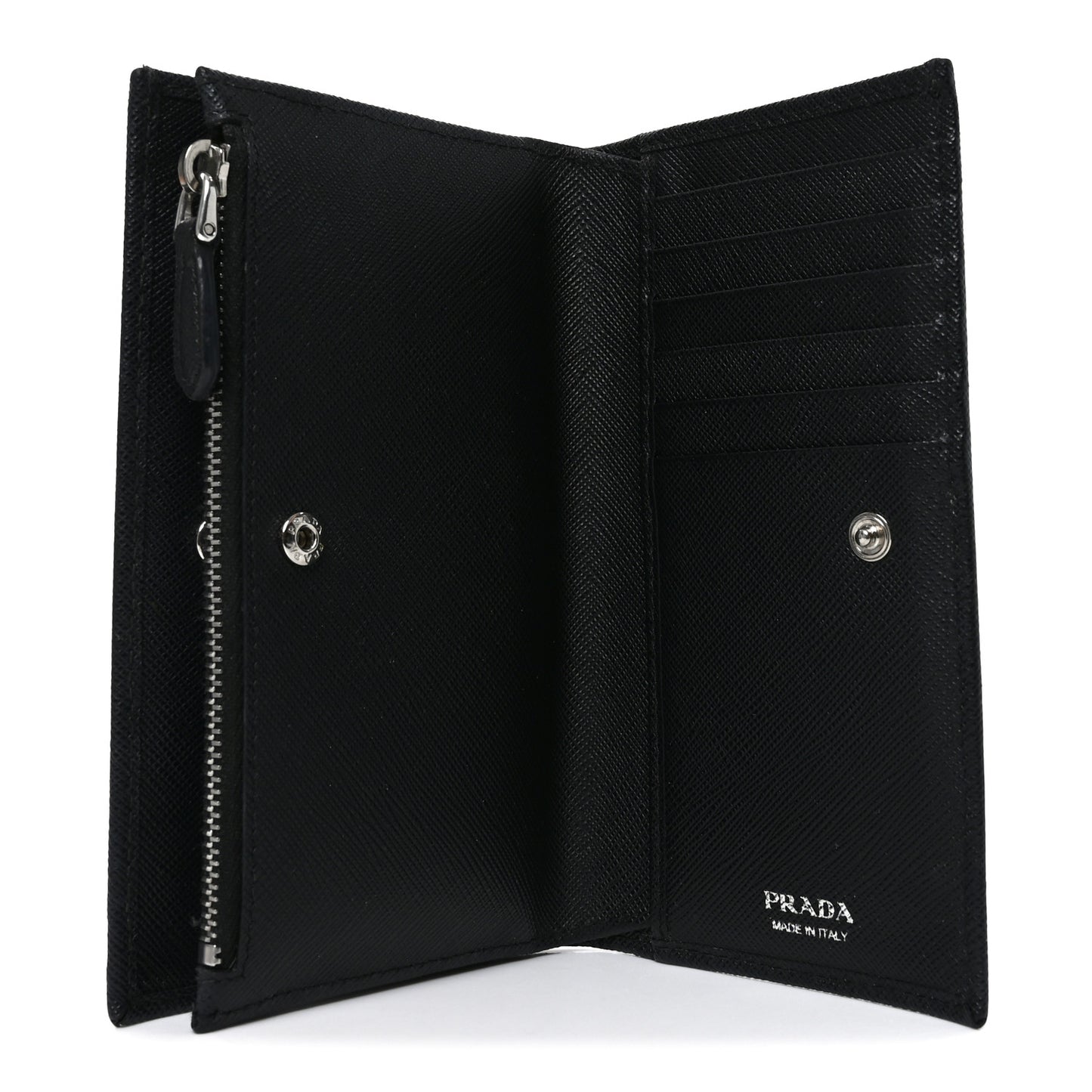Saffiano Triangle Continental Zip Wallet Black