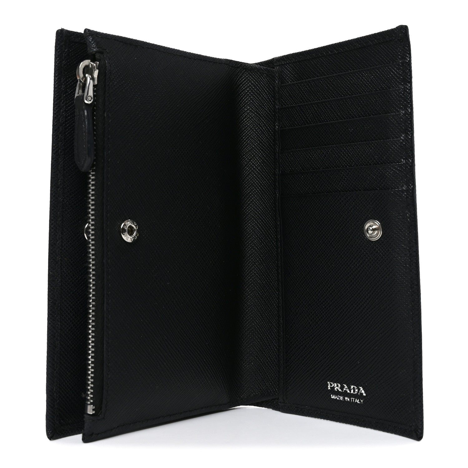 Prada Saffiano Triangle Continental Zip Wallet Black 6 of 8