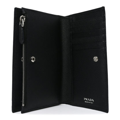 Prada Saffiano Triangle Continental Zip Wallet Black 6 of 8