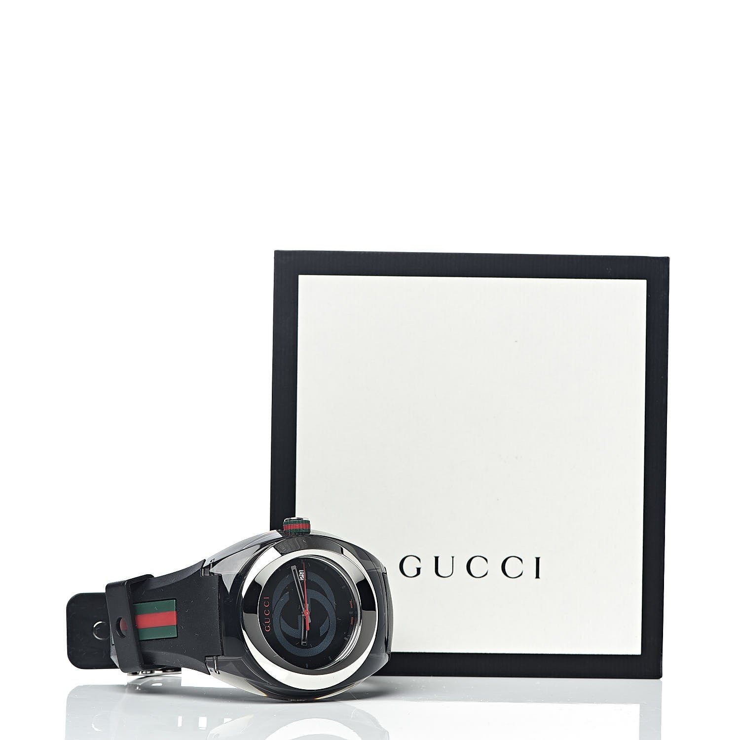 Gucci Stainless Steel Rubber 46mm Sync Web Quartz Watch Black 6 of 6