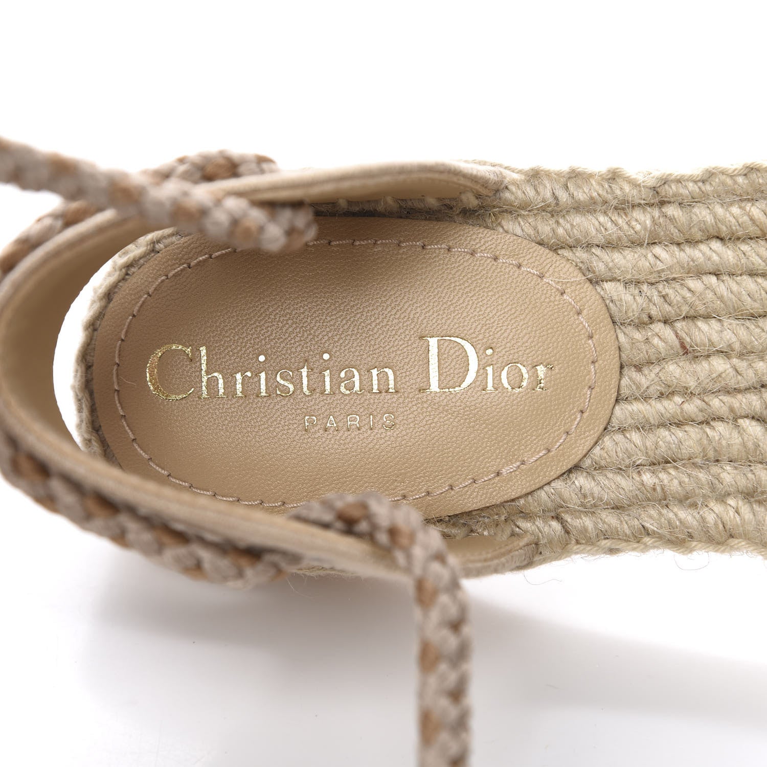 Christian Dior Canvas Embroidered Granville Ankle Tie Espadrille Flat Sandals 37.5 Cream 7 of 9