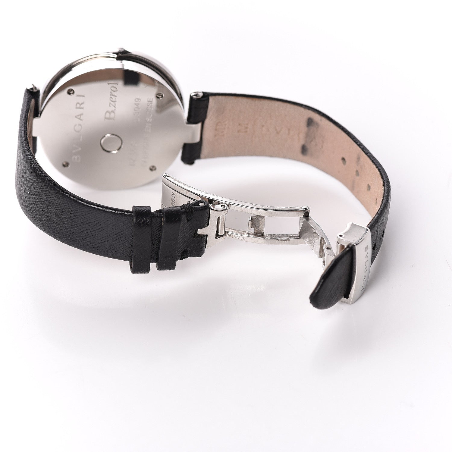 Bulgari Stainless Steel Calfskin Diamond 35mm B.Zero1 Butterfly Quartz Watch Black 8 of 8