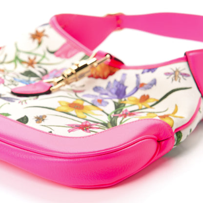 Gucci Canvas Flora Medium Jackie Hobo Fuchsia 7 of 10