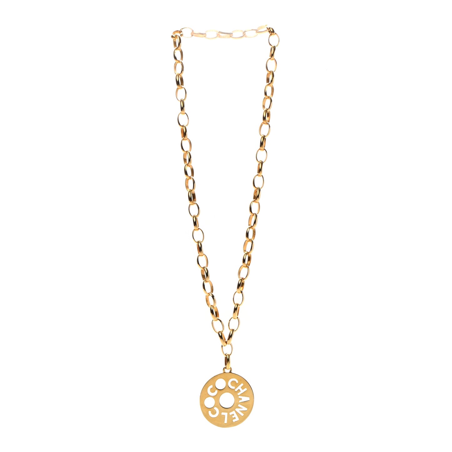 Coco Chanel Logo Necklace Gold