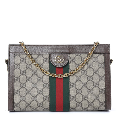 Gucci GG Supreme Monogram Web Small Ophidia Chain Shoulder Bag Brown 1 of 9