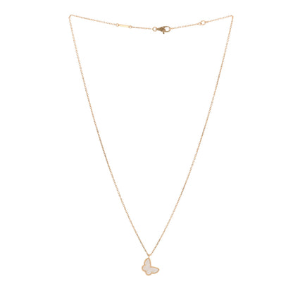 Van Cleef & Arpels 18K Yellow Gold Mother of Pearl Sweet Alhambra Butterfly Pendant Necklace 3 of 5