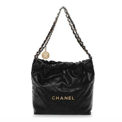 Chanel Shiny Calfskin Quilted Small Chanel 22 Black 1 of 12