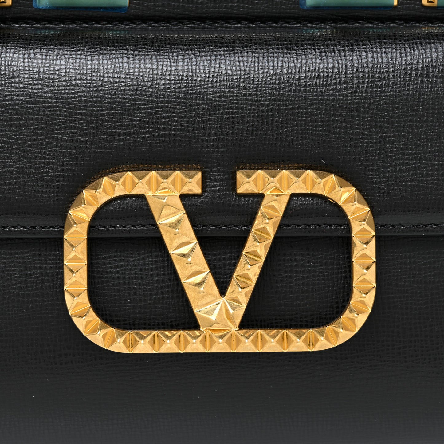 Grainy Calfskin Mini Rockstud Alcove Top-Handle Bag Black
