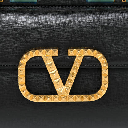 Valentino Garavani Grainy Calfskin Mini Rockstud Alcove Top-Handle Bag Black 8 of 11