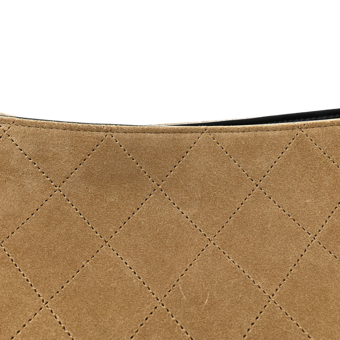 Suede Quilted Eyes On You Large Shopping Bag Beige