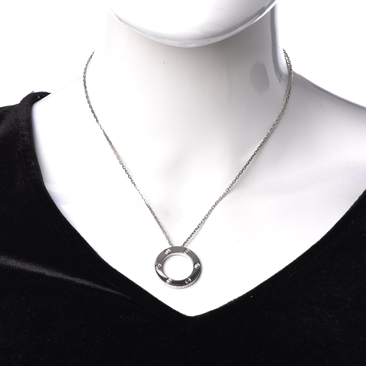 18K White Gold 3 Diamonds LOVE Pendant Necklace